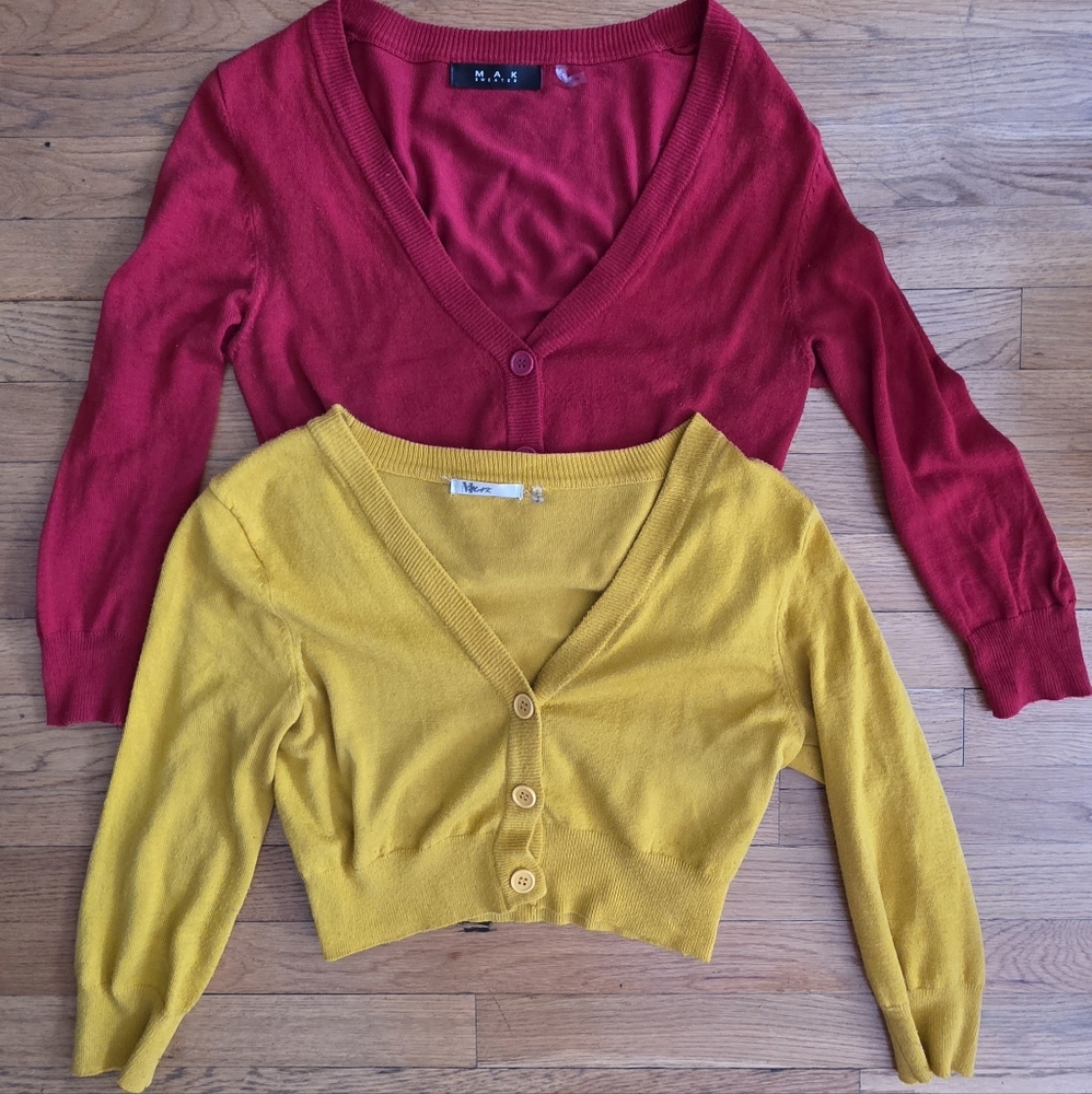 Modcloth Red and Yellow Cardigan Set